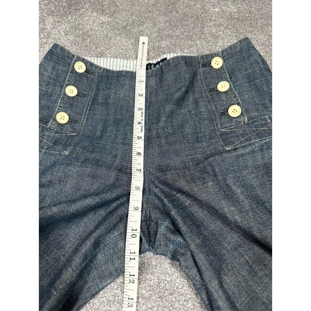 Vtg Iena Pants Womens 38 US Medium Blue Denim Wide Leg Cropped Sailor Na… - Picture 7 of 14